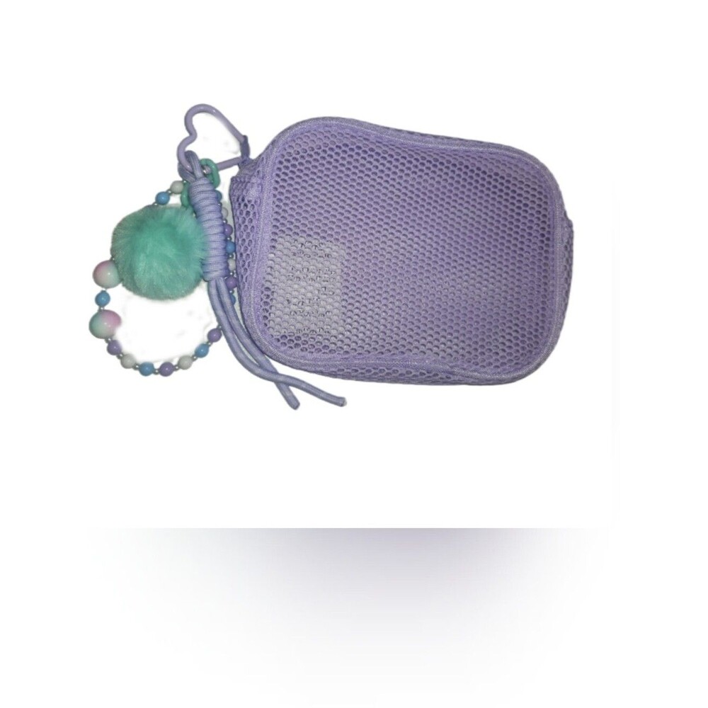 Tarte Cosmetics NWT Lavender Mesh Make Up Bag W/ Purse Charms, 6"x8"
